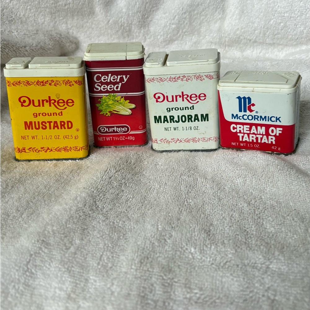 Vintage Spice Tins McCormick And Durkee 1970’s-1980’s Lot Of Four Collectible